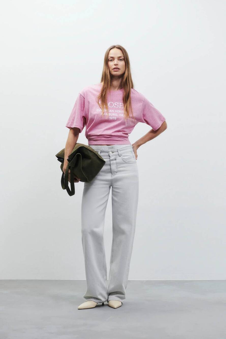NEW CLOSED nikka wide denim jeans in light grey